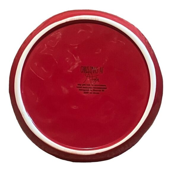 Christmas AF Lot of Four Red Holiday Salad Plates Ceramic Jolly Cheer Joy Holly - Picture 3 of 11